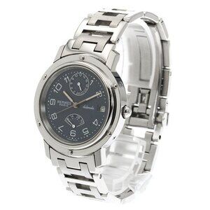 HERMES Clipper CL5.710 Power reserve date Navy Dial Automatic Men's Watch_876416